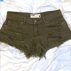 Army green jean shorts